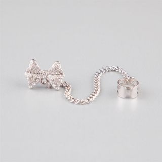 Rhinestone Bow Ear Cuff Silver One Size For Women 220108140
