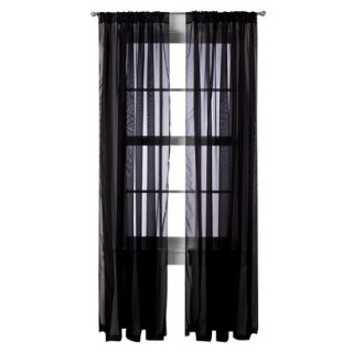 Room Essentials Voile Window Sheer Pair   Black (60x63)