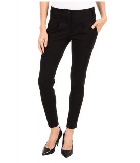 tibi Ponte Pleated Seamed Pant w/ Back Ankle Zip Womens Casual Pants (Black)
