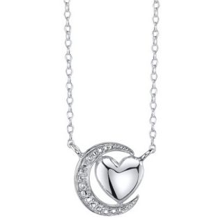 Womens Heart Moon with Diamond Accent   Silver