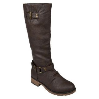 Womens Bamboo By Journee Buckle Boots   Cognac 9