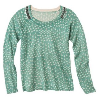 Juniors Studded Pullover Sweater   Pool Green XL