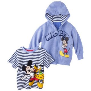 Disney Mickey Mouse Infant Toddler Boys Tee Shirt and Hoodie Set   Blue 2T