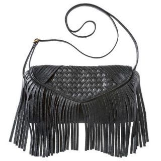 Mossimo Weave Crossbody Handbag with Fringe   Black