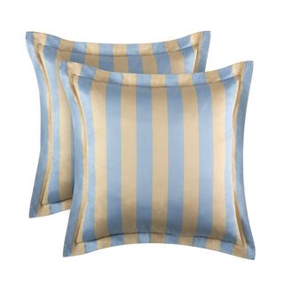 Yunsheng Home Decor Azure Cotton Stripe Euro Sham (set Of 2) Blue Size Euro
