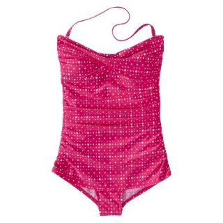 Clean Water Womens Polka Dot Swim Dress  Pink L
