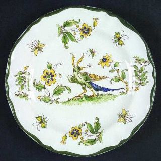 Varages Vieux Provence Salad Plate, Fine China Dinnerware   Green Bird,Scalloped