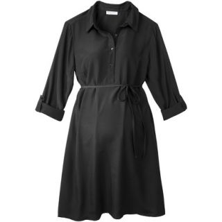 Merona Maternity Rolled Sleeve Shirt Dress   Black XS