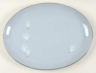 Pickard Blue Skies 15 Oval Serving Platter, Fine China Dinnerware   White Lines