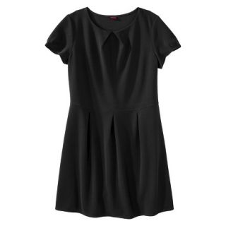 Merona Womens Plus Size Short Sleeve Pleated Front Dress   Black 1