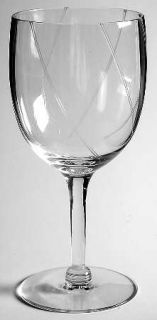 Unknown Crystal Unk6854 Water Goblet   Slanted Bands,Smooth Stem