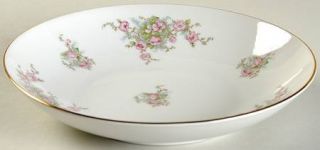 Bavaria Bav4 Coupe Soup Bowl, Fine China Dinnerware   Pink & White Flowers,Green