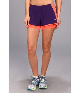 New Balance Momentum 2 in 1 Short Womens Shorts (Purple)