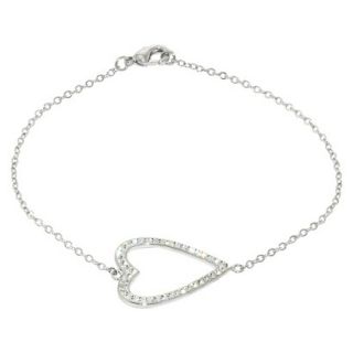 Silver Plated Heart Bracelet with Crystals   Clear