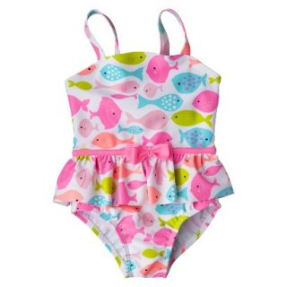 Just One You by Carters Infant Toddler Girls 1 Piece Fish Swimsuit   Pink 12 M