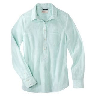 Merona Womens Popover Favorite Shirt   Aqua Stripe   XL