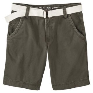 Mossimo Supply Co. Mens Belted Flat Front Shorts   Muddied Basil 32