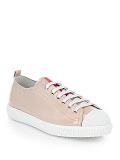 Prada Patent Leather Lace Up Sneakers   Cipria Blush