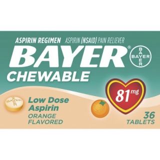 Bayer Chewable Aspirin Orange Flavor   36 Count