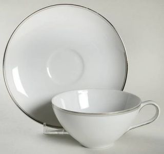 Lynnbrooke Inspiration Flat Cup & Saucer Set, Fine China Dinnerware   Coupe Shap