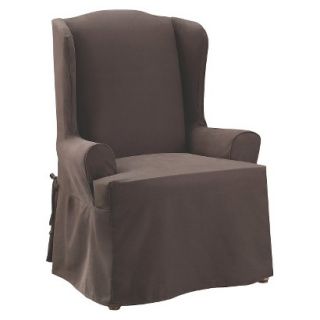 Sure Fit Twill Wing Chair Slipcover   Coffee