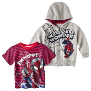 Spider Man Infant Toddler Boys Tee Shirt and Hoodie Set   Gray 18 M