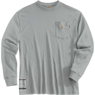 Carhartt Flame Resistant Long Sleeve T Shirt   Light Gray, Small, Regular Style,
