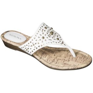 Womens Merona Elisha Perforated Studded Sandals   White 5.5