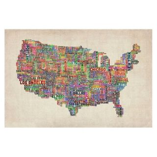 US Cities Text Map VI Unframed Wall Canvas