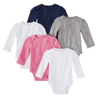 Circo Newborn Girls 5 Pack Long sleeve Bodysuit   Pink/Grey/Blue/White NB