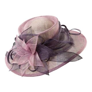 Scala Sinamay Flower Dressy Hat, Purple, Womens