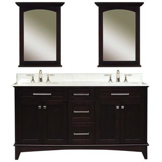 Water Creation Water Creation Manhattan 60 inch Dark Espresso Vanity With Marble Top And Two Matching Mirrors Brown Size Double Vanities