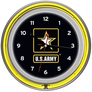 U.s. Army Chrome Double Ring Neon Clock