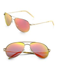 Oliver Peoples Benedict Mirrored Lens Aviator   Red Mirror