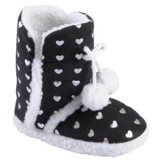 Girls Hailey Jeans Co Pom Pom Slipper Boots Black  3/4