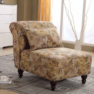 Classic Dark Brown Floral Slipper Chair