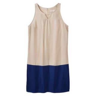 Merona Womens Colorblock Hem Shift Dress   Hamptons Beige/Waterloo Blue   XS