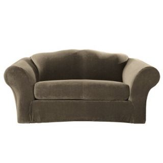 Sure Fit Stretch Pique 2 Pc Loveseat Slipcover   Taupe