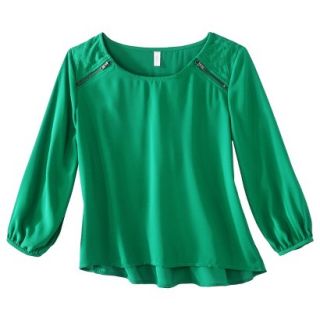Xhilaration Juniors Long Sleeve Quilted Top   Graphic Green M(7 9)