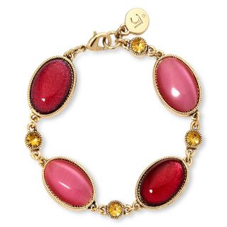 LIZ CLAIBORNE Gold Tone Multicolor Flex Bracelet, Red