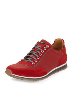 Lace Up Nylon Sneakers, Red