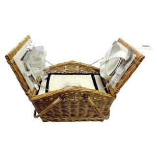 Woven Basket with 11 Piece Summer Picnic Kit