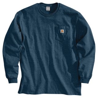 Carhartt Workwear Long Sleeve Pocket T Shirt   Navy, X Large, Regular Style,