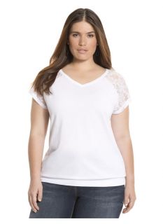 Lane Bryant Plus Size Lace sleeve banded bottom top     Womens Size 14/16,