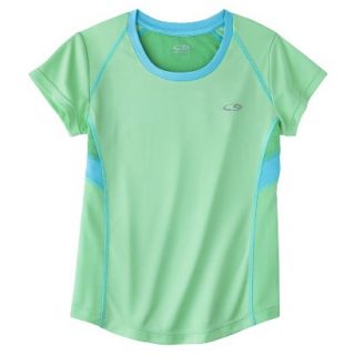 C9 by Champion Girls Short Sleeve Pieced Tech Tee   Spring Green XS