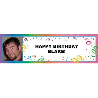 Celebration Dots and Streamers Personalized Photo Banner