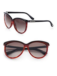 Tom Ford Eyewear Oversized Cats Eye Sunglasses   Black Tortoise
