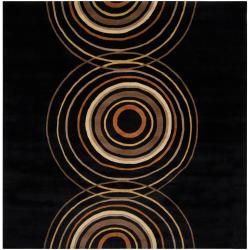 Hand tufted Black Contemporary Circles Bali Wool Geometric Rug (8 Square)