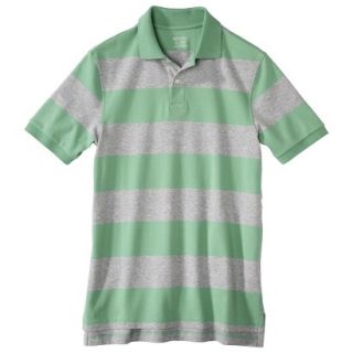 Mens Classic Fit Stripe Polo Shirt Green Gray L