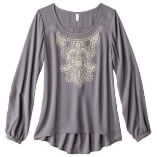 Xhilaration Juniors Embroidered Top   Gray M(7 9)